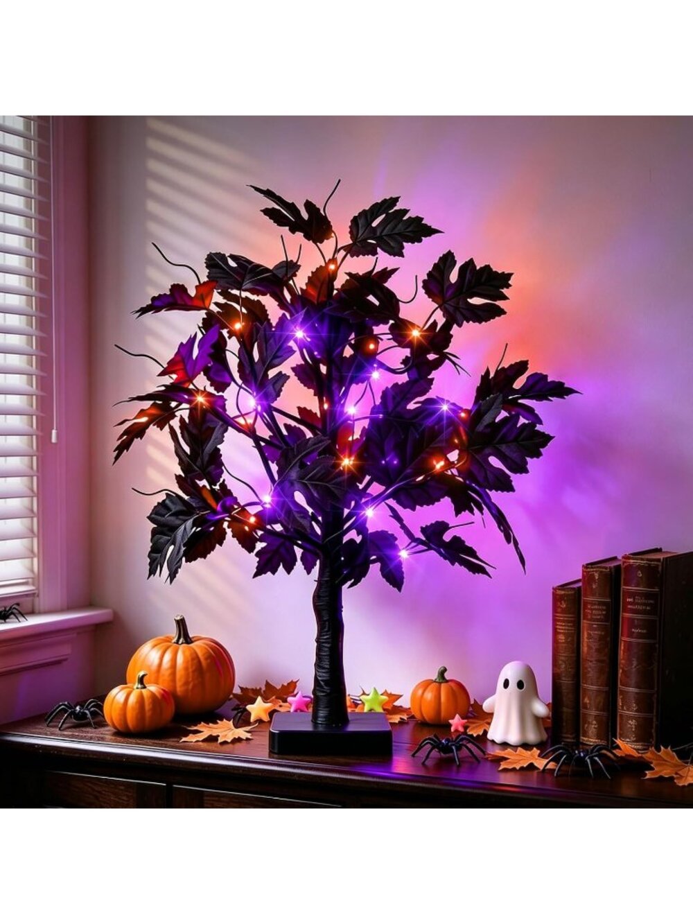 〽️Women's Purple LED Light Up Spooky Tabletop Halloween Tree Decoration Lamp